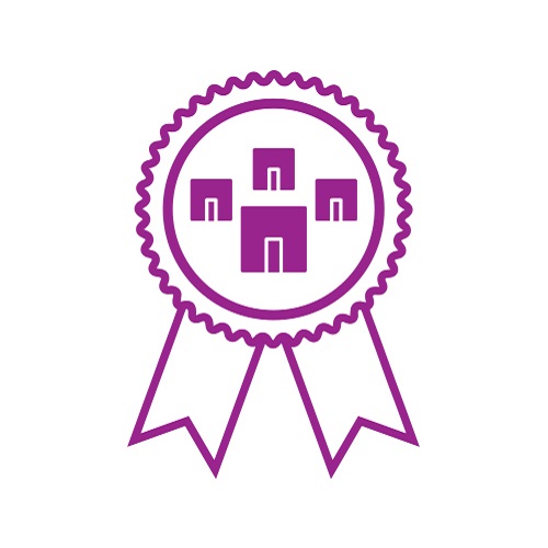 KTI Spin Out Company of the Year Award - Purple and White Badge Icon with TTO Buildings